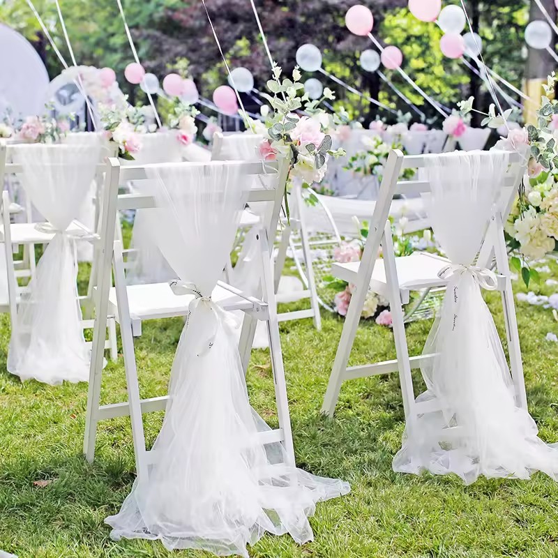 10 м тюлевая ткань для свадебн – обзор и цена Chair Sash Organza