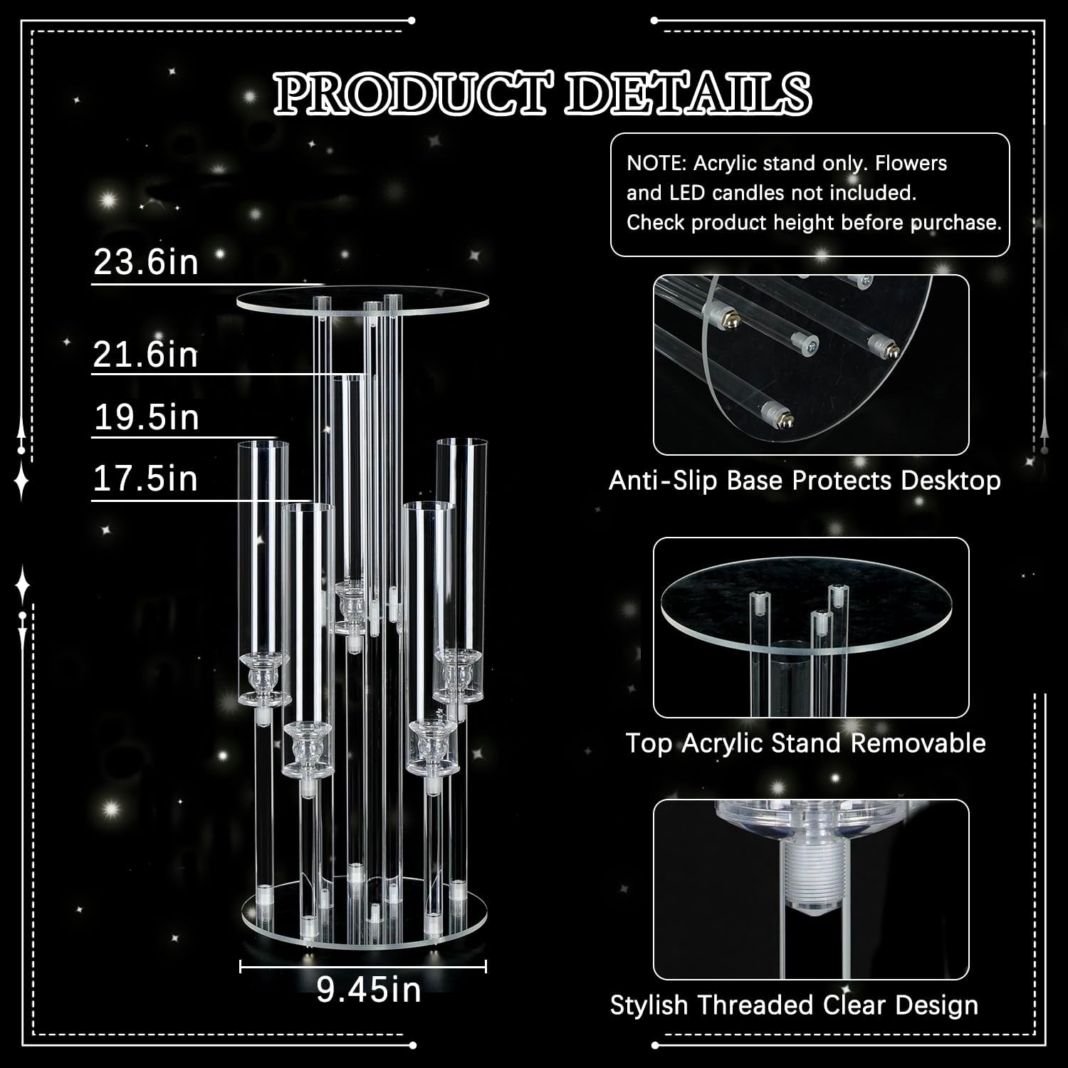 Прозрачный акриловый канделябр – обзор и цена Centerpiece Vase Tall